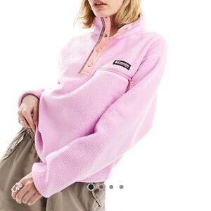 NWT Columbia Helvetia 1/2 Snap Cropped Fleece in Pink
